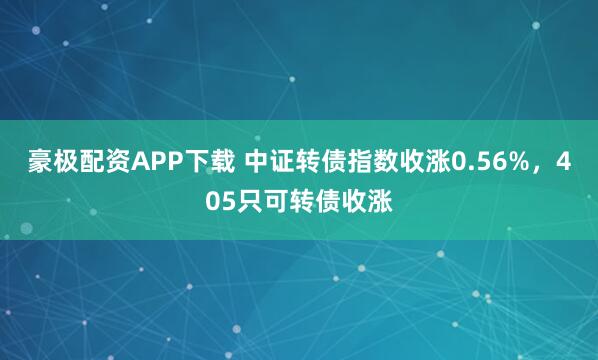 豪极配资APP下载 中证转债指数收涨0.56%，405只可转债收涨